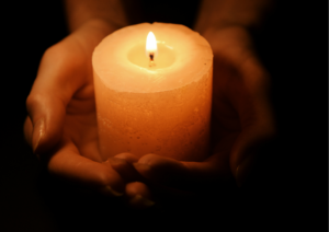 candle in hands